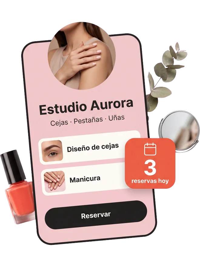 Página de Estudio Aurora con sus servicios de cejas, pestañas y uñas.